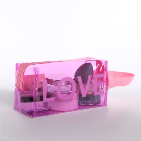 Lightning cosmetic bag, pink/transparent color