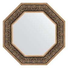 Зеркало в багетной раме, вензель серебряный 101 мм, 64x64 см
