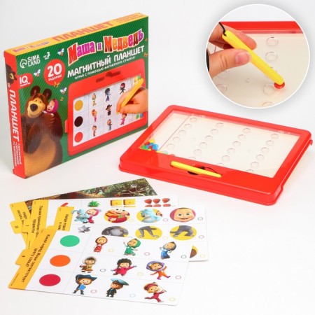 Magnetic tablet training, with cards, 20 cards, Masha and bear