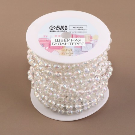 Beads on threads, with holography, round, 8 mm, 9 ± 1 m, the color is transparent-3