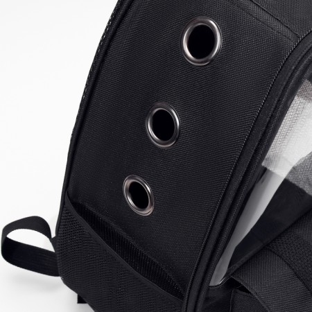 A backpack for carrying animals with a viewing window, black-5