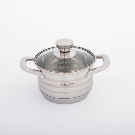Elis pan, 1.8 l, d = 16 cm, glass cover, capsule bottom, chrome color