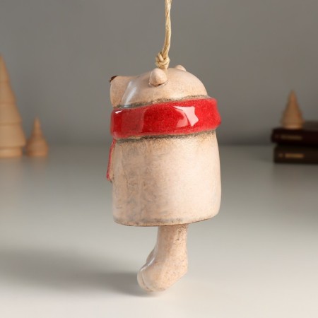 Ceramics "Bear in red scarf" 6.6x8x9 cm bell-3