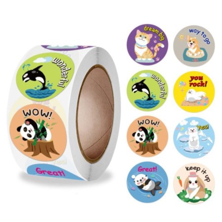 Stick Paper "Animals. Wishes" d = 2.5 cm 500 pcs in a roll 3x6.5x6.5 cm