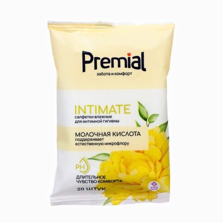 Wet Premial napkins, for intimate hygiene with lactic acid, 20 pcs.