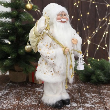 Santa Claus "in a white star fur coat, with a flashlight" 45 cm-3
