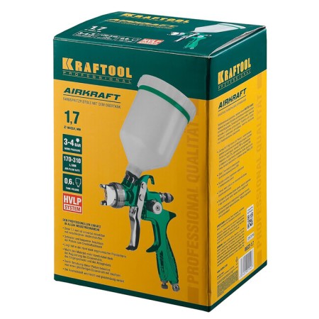 Kraftool 06522-1.7 Airkraft, Pneumatic, HVLP, with the upper tank, 1.7 mm-3