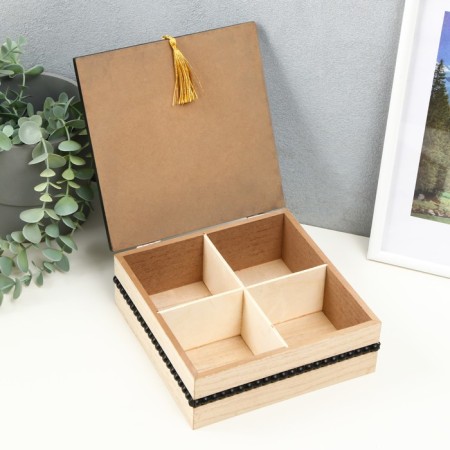 Casket tree with divisions "Weaving" black 18x18.4x6.8 cm-2