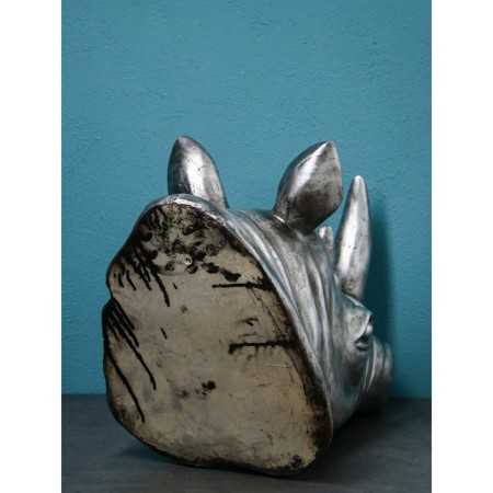 Figure "Head of the rhino", polystone, 71 cm, silver color-4