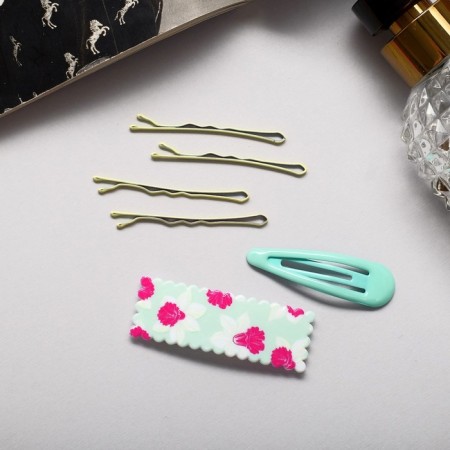 Invisible hair "Marlene" (set 10 pcs) 5 cm, green-1