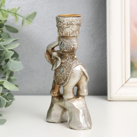 Souvenir Polystone Summary Sloval inserts "Indian elephant on stone" 12.5x6.5x3 cm-2