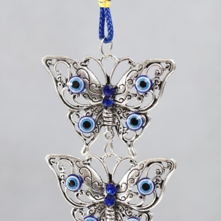 Wind Music Metal "Three butterflies" from the evil eye with a brush 2 bell 30 cm-1