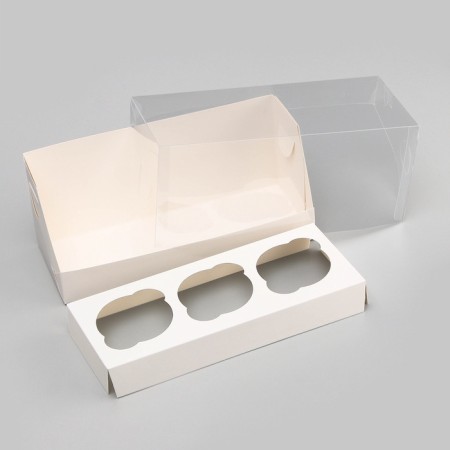 Confectionery packaging for 3 cupcake 24x10x10, white-4