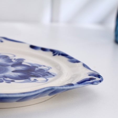 Gzhel Maslek "Rose", white-blue, ceramics, 11 × 18 cm,-5