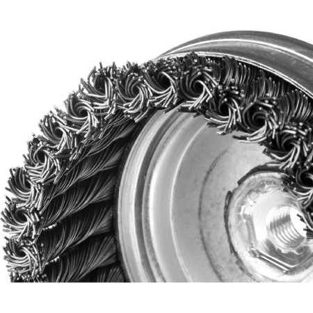 Cup brush "Bison" 35275-120_z02, twisted, steel, wicker bundles 0.5 mm, M14x120 mm-1