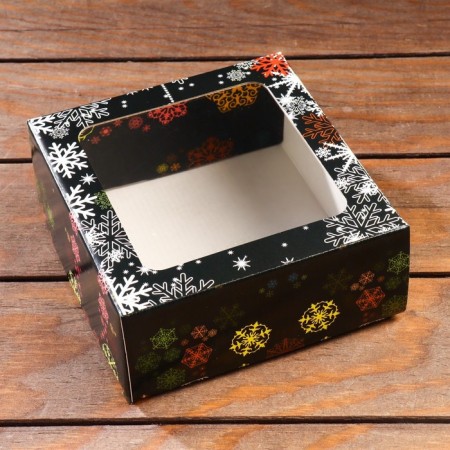 Folding box "Multi -colored snowflakes", 14.5 x 14.5 x 6 cm-1