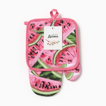 Kitchen set 2 pr. Dilyana watermelon Gembat 17*17cm, mittens-spot 26*16cm, 100%HL-4