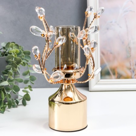 Summary Metal for 1 candle "Treaters with crystals. Column" Gold 25x15x15 cm-1