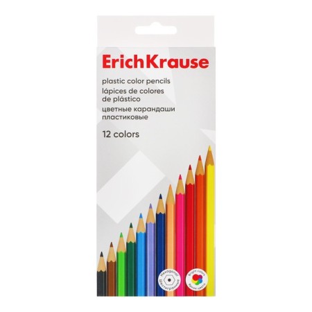 Pencils of 12 colors, Erichkrause, plastic, hexagonal, 2.6 mm barrels, cardboard packaging, euro suspension-5