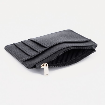 Cardholder with a section for coins, Textura, black color-4