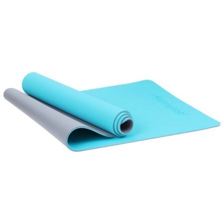 Fitness and yoga mat, 183x61x0.6 cm, gray/blue color-12