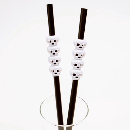 The tubes for the cocktail "Skull", the color is black, set 6 pcs.-1