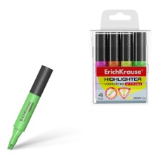A set of markers of textbooks Erichkrause Visioline V-17 Mini, 4 pieces, 0.6-4.5 mm, water-based ink, yellow, green, pink, orange