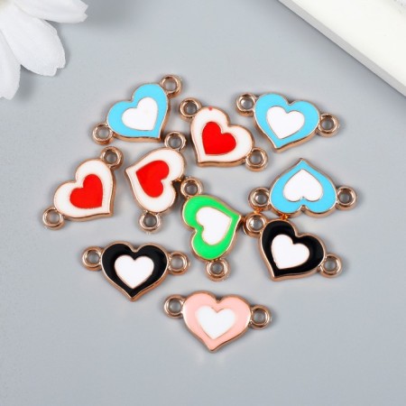 Connector for creativity plastic for metal "Double Heart" mix set 10 pcs 1.4x2.4 cm
