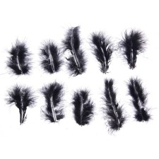 A set of feathers for decor 10 pcs., Size 1 pc: 10 × 2 cm, black color