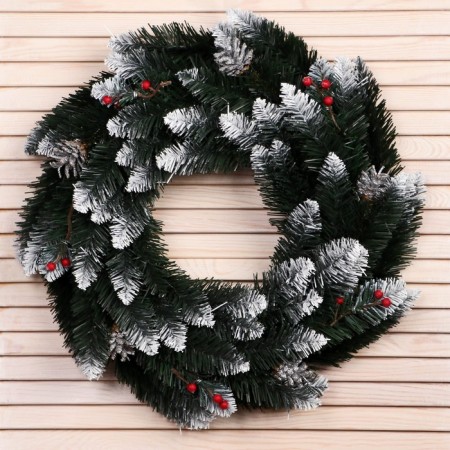 New Year's Wreath "Interior Snow White" bump silver + berry 50 cm-1