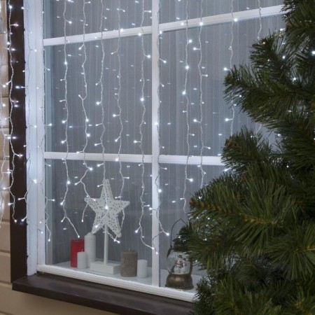 Garland "Curtain" 2 × 1.5 m, IP44, UMS, white thread, 360 SMD-LED, glow white, 220 V