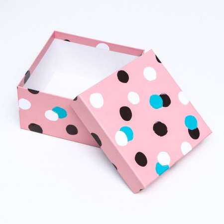 Gift box lid is, 19 x 19 x 10.5 cm. "Fun mood", multi-colored, blots-4