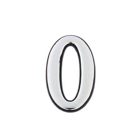 Door number "0", plastic, chromium color