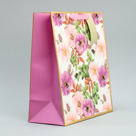 Gift package with a nameplate, packaging, "delicate flowers", 30.5 x 25.4 x 12.7 cm-2