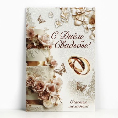Congratulatory card "Happy Wedding Day!", Luxurious wedding, 19 x 29 cm-1
