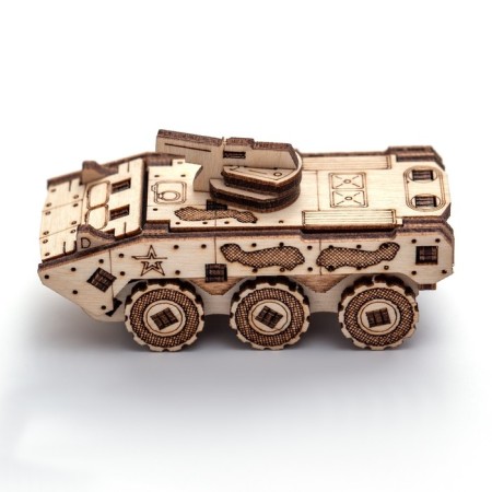 Wooden designer, prefabricated model "BTR"-5