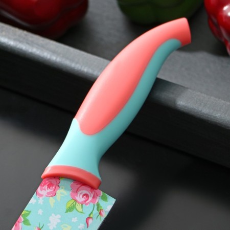 Kitchen knife with an anti -wagoning coating of the “flowers” ​​shares, blade 20 cm-2