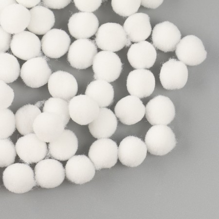 A set of textile details for the decor "bombs" 100 pcs. set, size 1 pc. - 0.6 cm, white color-1