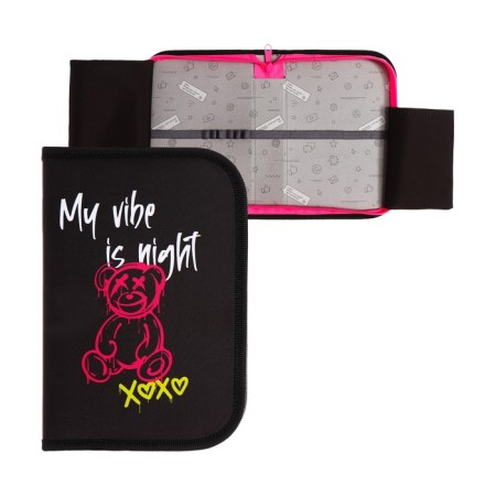Penal 1 section 140 x 210 x 40 mm, folding pocket and cosmetic bag, fabric, calligrata top content "Bear"