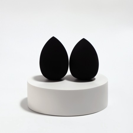 Makeup sponge, set - 2 pcs, 6 × 4 cm, increase when getting wet, black color is black-2