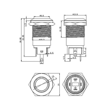 Anti-Vandal button Ø12 Fix (2C) OFF-on convex (A12-B2) Rexant-3