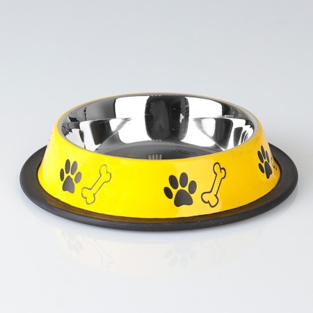 A bowl with a non -slip base color with a print, 235 ml, yellow
