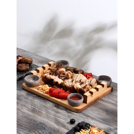 ADELICA barbecue board "3 skewers", 30 × 24 × 1.8 cm, array of birch-1