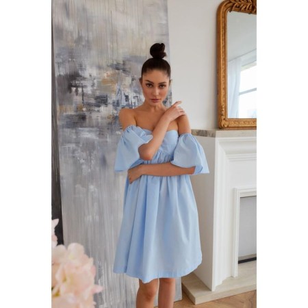 Dress with open shoulders MIST, size 48, blue color-5