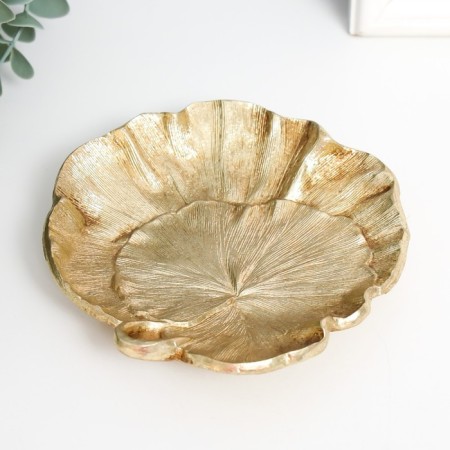 Decorative polystone plate "leaves" gold 1.5x13x12 cm-1