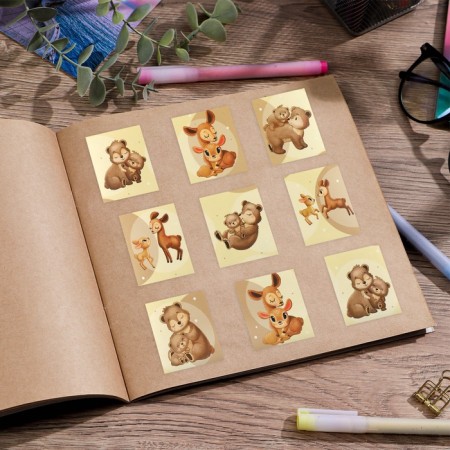 Paper stickers "Deer and Teddy Bear", with coloring on the back, 11 × 15.5 cm-4
