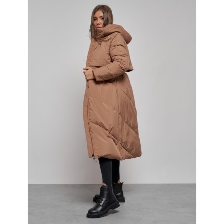 Coat insulated winter female, size 48, brown color-14