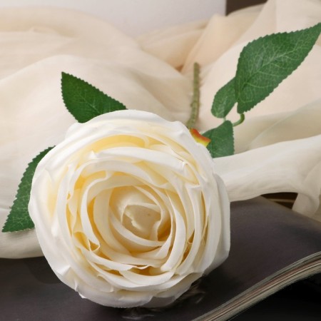 Artificial flowers "silk rose" 7x56 cm, white-1