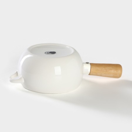 Porcelain Fooldine with a handle on the Bellatenero bamboo stand, 400 ml, 20.5 × 11.5 × 6.5 cm, white color-5