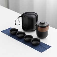 A set for a tea ceremony 6 items per 4 people: a cup 35 ml, a kettle 300 ml, black